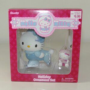 HELLO KITTY Vintage Christmas Decoration Ornament In Original Box 2 Piece Set